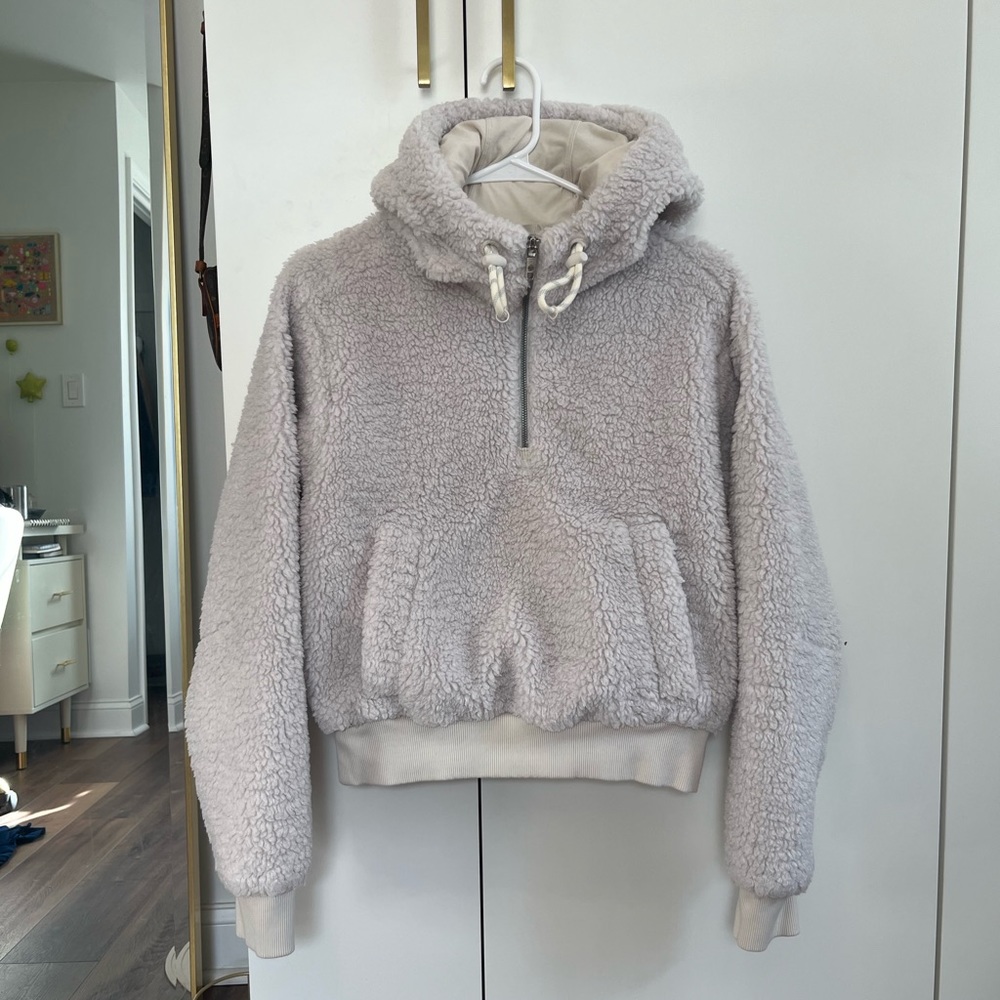 LULULEMON Textured Fleece Half Zip in White Opal, Size 4